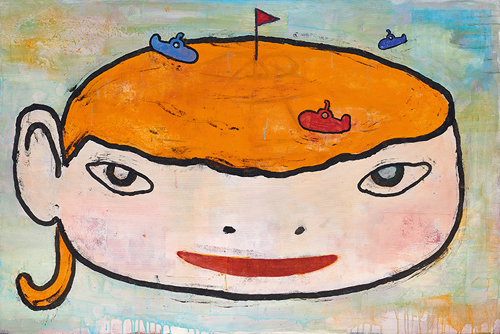 奈良美智 《Submarines in Girl》 1992年 アクリル、キャンバス 100×150 cm 個人蔵