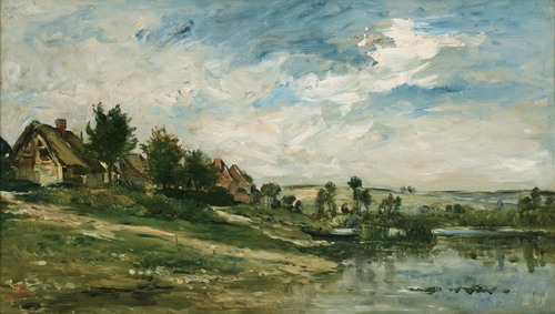 シャルル＝フランソワ・ドービニー 《ポルトジョアのセーヌ川》 1868年頃 油彩/板 38.5×67㎝ フランス、個人蔵