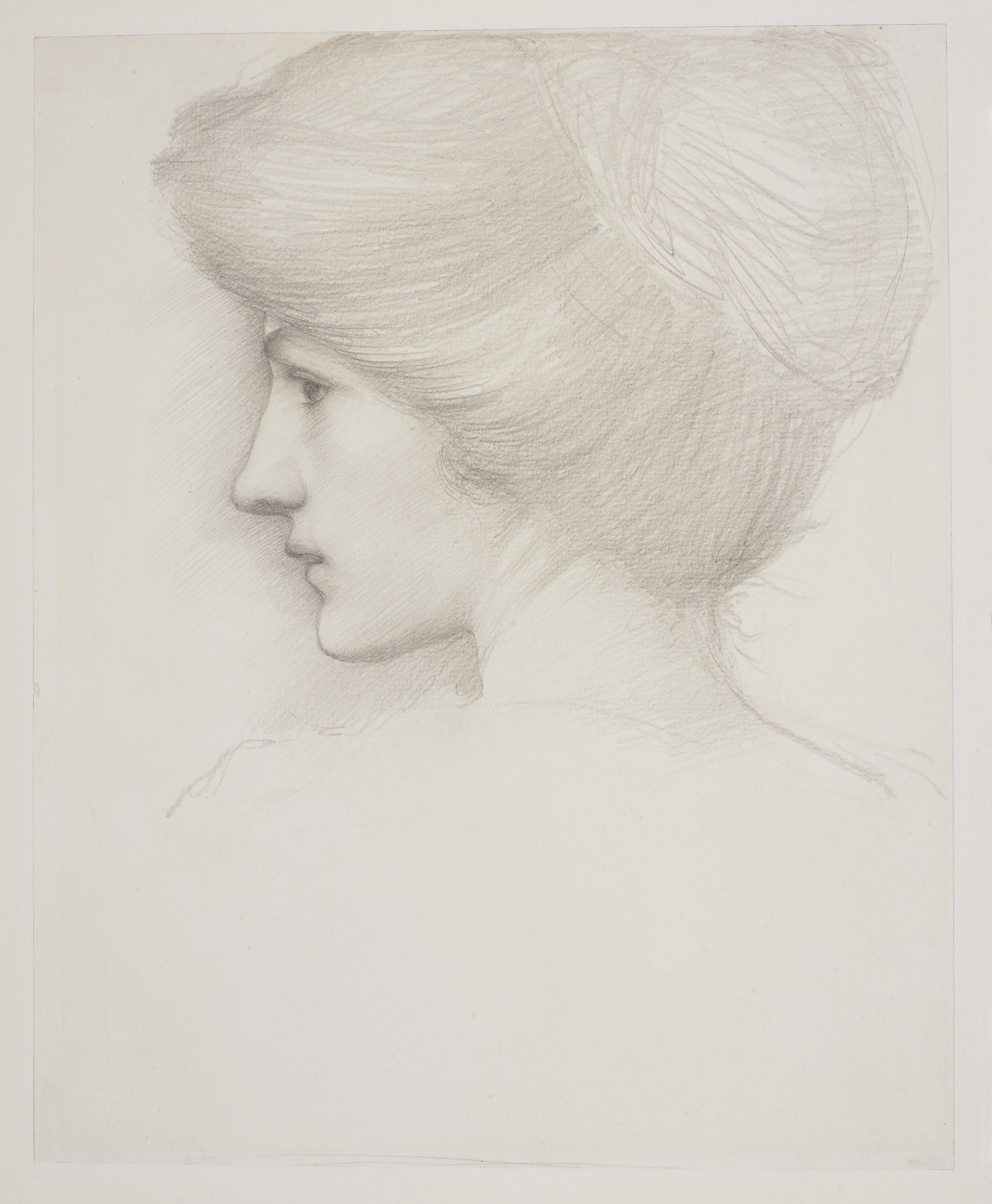 エドワード・バーン＝ジョーンズ《女性の頭部》1890年、鉛筆、43.1×34.4 cm、リヴァプール国立美術館、ウォーカー・アート・ギャラリー  ©National Museums Liverpool, Walker Art Gallery