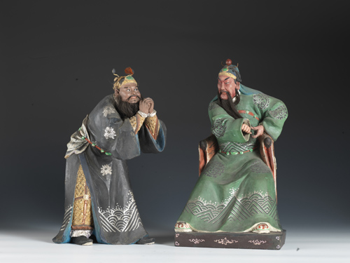 関羽・張飛像　土、彩色　清時代・19世紀　天津博物館蔵