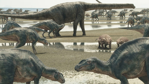 「むかわ竜」が生きた恐竜世界の CG 　© NHK