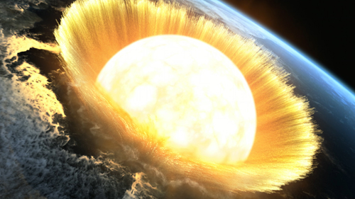 隕石衝突のCG　© NHK