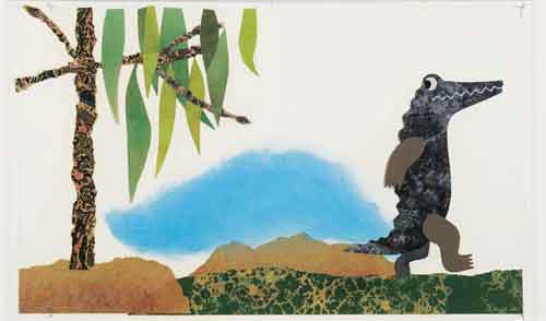 「コーネリアス」 1983年 水彩、パステル、コラージュ、紙 51×63.6cm