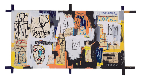 ジャン＝ミシェル・バスキア<BR>Fooey, 1982<BR>Acrylic paint, oilstick, spray, ink and paper on canvas<BR>178 x 335.6 cm