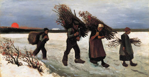 フィンセント・ファン・ゴッホ《雪原で薪を運ぶ人々》1884 年