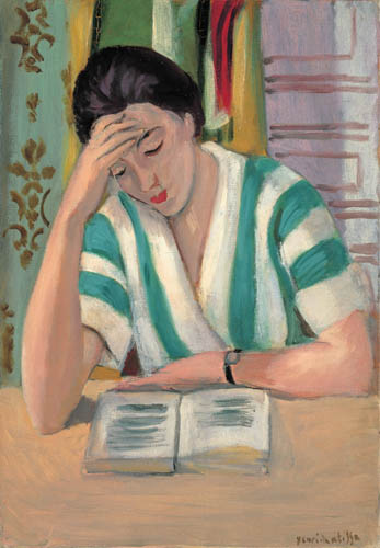 アンリ・マティス《緑と白のストライプのブラウスを着た読書する若い女》1924 年