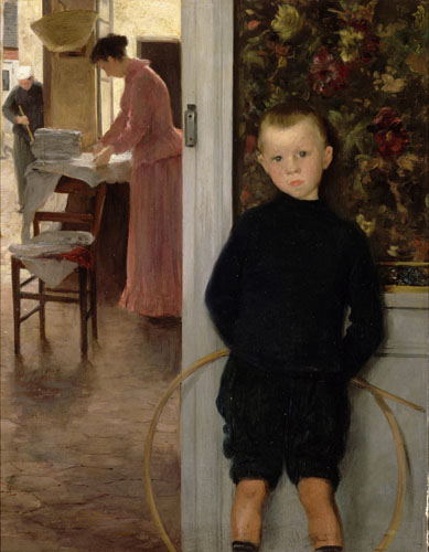 ポール・マテイ《室内の子どもと女性》1890年頃 油彩／カンヴァス オルセー美術館蔵