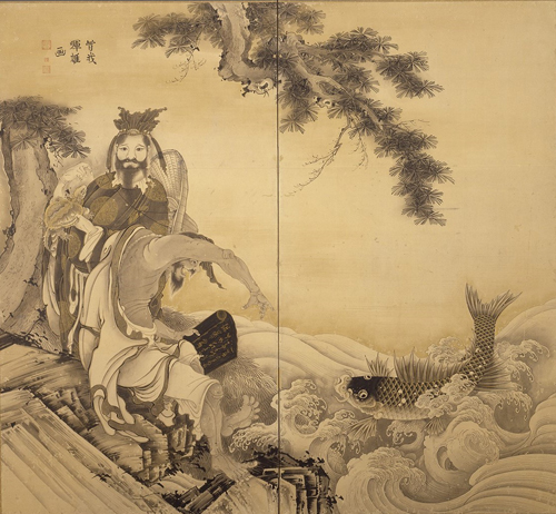 曾我蕭白《群仙図屏風》（左隻）　江戸時代・18世紀　紙本墨画淡彩　（各）160.2×175.0cm　2曲1双　東京藝術大学　展示期間：3月11日～4月6日