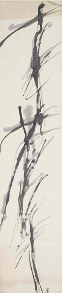 《伝》　1954/55年　公益財団法人岐阜現代美術財団蔵　244.0×54.0cm　墨、和紙