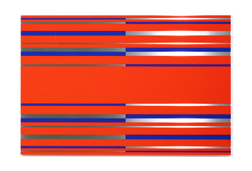 「LINES」 2020年、吹付塗装／ステンレススチール／アルミ樹脂複合板、180×240 cm