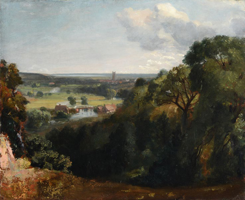 ジョン・コンスタブル《デダムの谷の眺め》1802年、油彩／紙・カンヴァス、51.5×61.0cm、郡山市立美術館蔵