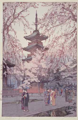 《上野公園》昭和13（1938）年　木版、紙　37.6×24.8cm