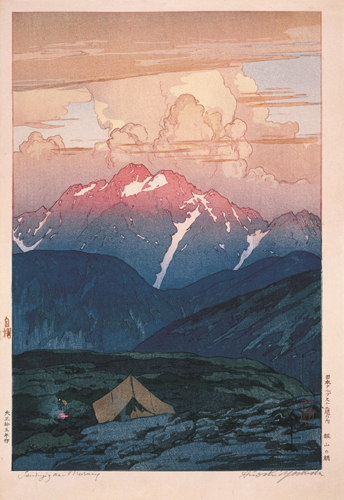 《日本アルプス十二題　劔山の朝》大正15（1926）年　木版、紙　37.0×24.8cm