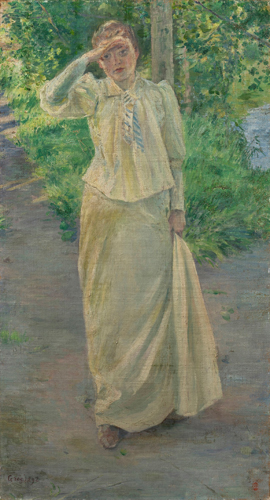 黒田清輝「白き着物を着せる西洋婦人」1892年