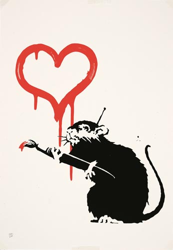 バンクシー 《ラヴ・ラット》 Love Rat 　2004年　個人蔵