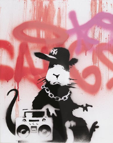 バンクシー 《ギャングスタ・ラット》 Gangsta Rat 　2004年　個人蔵