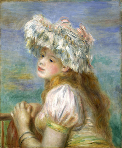 レースの帽子の少女　　ピエール・オーギュスト・ルノワール　　1891年　　油彩／カンヴァス