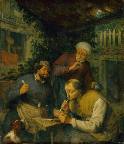 アドリアーン・ファン・オスターデ《タバコを吸う二人の農夫》 1664年 ドレスデン国立古典絵画館