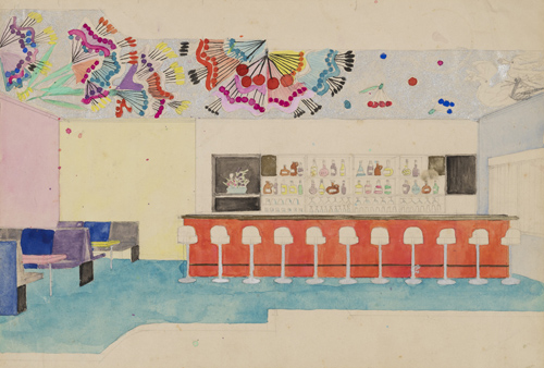 上野リチ・リックス《クラブみち代 内装デザイン（1）》1961年代　京都国立近代美術館
