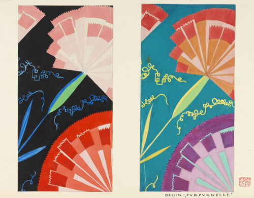 上野リチ・リックス《ウィーン工房テキスタイル・デザイン：紫カーネーション》1924年　クーパー・ヒューイット スミソニアン・デザイン・ミュージアム、ニューヨーク