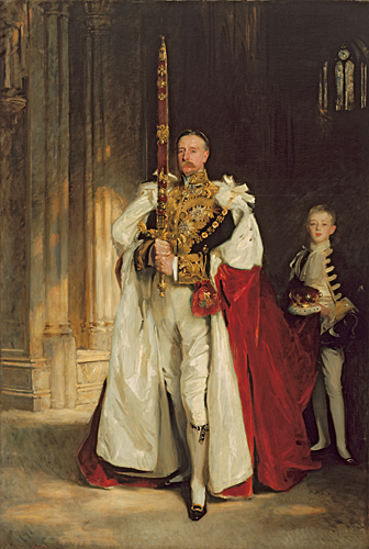 ジョン・シンガー・サージェント 《1902年8月のエドワード7世の戴冠式にて国家の剣を持つ、第6代ロンドンデリー侯爵チャールズ・スチュワートと従者を務めるW・C・ボーモント》 1904年