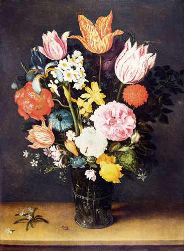 ヤン・ブリューゲル１世 ヤン・ブリューゲル２世 《机上の花瓶に入ったチューリップと薔薇》 1615-1620年頃 Private Collection
