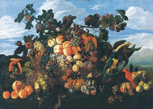 アブラハム・ブリューゲル 《果物の静物がある風景》 1670年 Private Collection