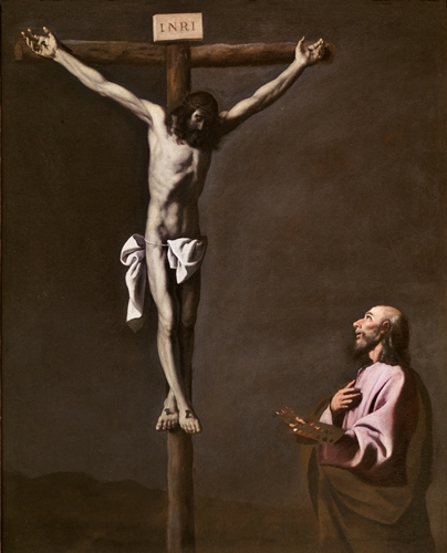 フランシスコ・デ・スルバラン《磔刑のキリストと画家》1650 年頃 マドリード、プラド美術館蔵 © Museo Nacional del Prado 