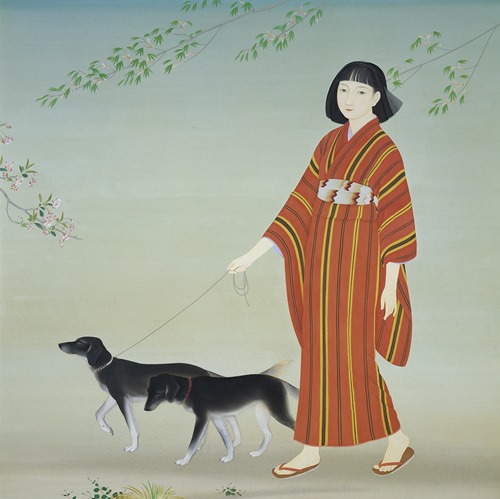 菊池契月《散策》昭和9年（1934） 京都市美術館蔵