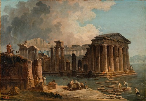 ユベール・ロベール　《水に囲まれた神殿》　1780年代