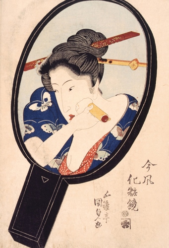「今風化粧鏡(牡丹刷毛)」 大判錦絵 文政6年(1823) 静嘉堂文庫蔵 前期展示
