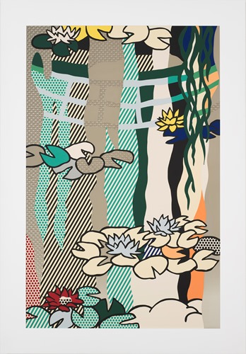 ロイ・リキテンスタイン　《日本の橋のある睡蓮》 1992年	スクリーンプリントしたエナメル、ステンレス、彩色した額 211.5×147.3×4.5cm 国立国際美術館  ©Estate of Roy Lichtenstein, N.Y. & JASPAR, Tokyo, 2018 E2965"