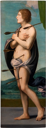 《聖セバスティアヌス》　マリオット・アルベルティネッリ　1509 -1510年　個人蔵　130×45cm　油彩／板