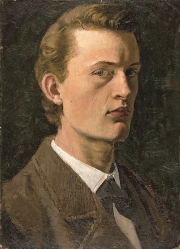 エドヴァルド・ムンク《自画像》1882年　油彩、紙（厚紙に貼付）　26×19cm