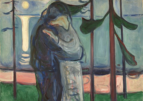 エドヴァルド・ムンク《月明かり、浜辺の接吻》1914年　油彩、カンヴァス　77×100cm